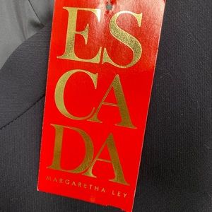 NWT ESCADA Margaretha Ley Blazer/Skirt Set‎ DARK Navy LuXuRy 42 **pearl collar